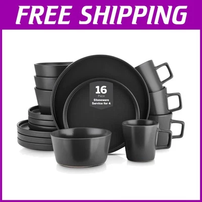 Matte Black Dinnerware Collection for 4, Dishwasher Safe - Image 1 of 4