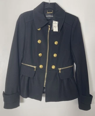 Blazer chaqueta chaquetón de lana militar Express para mujer talla pequeña nueva con etiquetas Foto 1 de 4