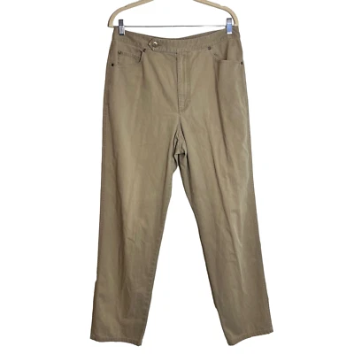 Pantalones de mezclilla Liz Claiborne Lizwear talla 14 tostados pierna recta 5 bolsillos 100 % algodón Foto 1 de 4