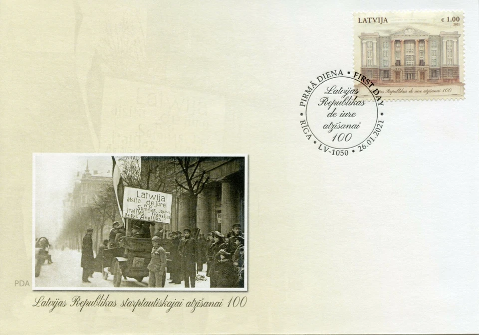 Latvia Architecture Stamps 2021 FDC Independence De Jure Recognition 1v Set - Image 1 of 1