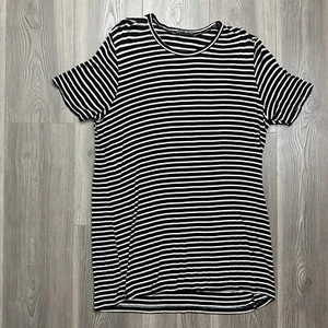 Brandy Melville Women's One Size OS Black White Striped Crew Tee T Shirt Dress - Picture 1 of 4