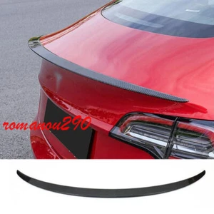 2020-2022 For Tesla Model Y Carbon Fiber Style Rear Spoiler Tail Wing Lip Cover - Imagen 1 de 7