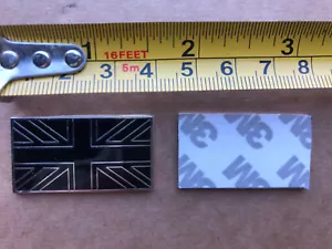 Black / Silver Union Jack Metal Sticky Enamel Badge Emblem Classic Car 38mm - Picture 1 of 1