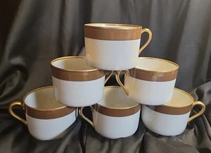 Vtg Fitz And Floyd Renaissance Cognac/medium Brown Flat Cups No Saucers 6 Piece - Picture 1 of 10