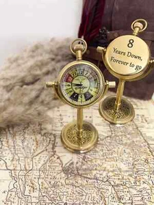 Reloj Escritorio Grabado Cuarzo Grabado Mesa Vintage Latón Antiguo Regalo Personalizado - Imagen 1 de 9