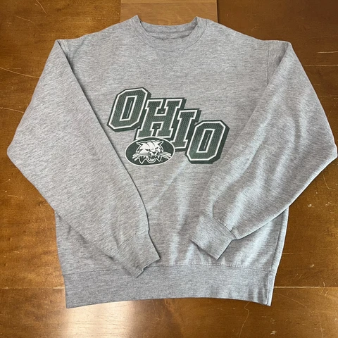 Vintage Ohio Bobcats Sweatshirt Womens Extra Small Gray Crewneck Pullover Cover