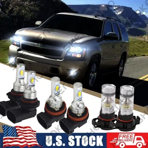 6x 6000K LED Headlight Hi/Lo+Fog Bulbs For Suburban Tahoe 2007-14 Combo - Picture 1 of 12