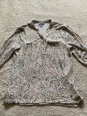 Blusa Henley Laura Scott Mujer Franela Cachemira Manga Larga Pestaña Enrollable Pequeña PS Foto 1 de 4