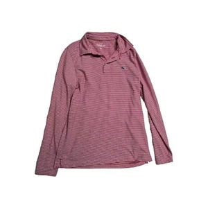 Vineyard Vines Boys Calypso Red Edgartown Stripe Jersey Long Sleeve Polo Shirt - Picture 1 of 3