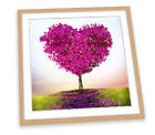 Tree Love Heart Pink FRAMED ART PRINT Picture Square Artwork