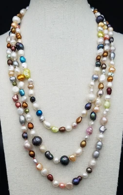 Vintage Natural Multicolor Baroque Pearl Endless Opera Necklace 62 in - Image 1 of 4
