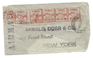 1935 Rio De Janeiro Brazil to New York City-Arnold, Dorr & Co.-Mult-Franked - Picture 1 of 5