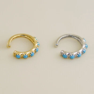 14K REAL Solid Gold Turquoise Ear Cuff Ring No Piercing Kids Ear Cuff Wrap  - Изображение 1 из 4