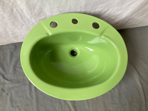 Vtg Ceramic Fresh Green Lime 16x19 NOS Kohler Drop In Bath Sink Retro 100-23E Cover