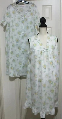 VTG Heiress Gown Robe 2 Piece USA Set Cottage Granny Core Floral Set Size Large - Image 1 of 4