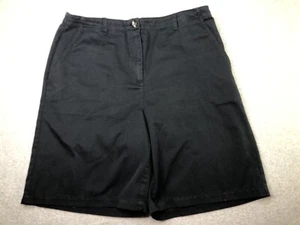 Karen Scott Mid Rise Black Shorts Back Elastic Size 14 Pockets - Picture 1 of 4