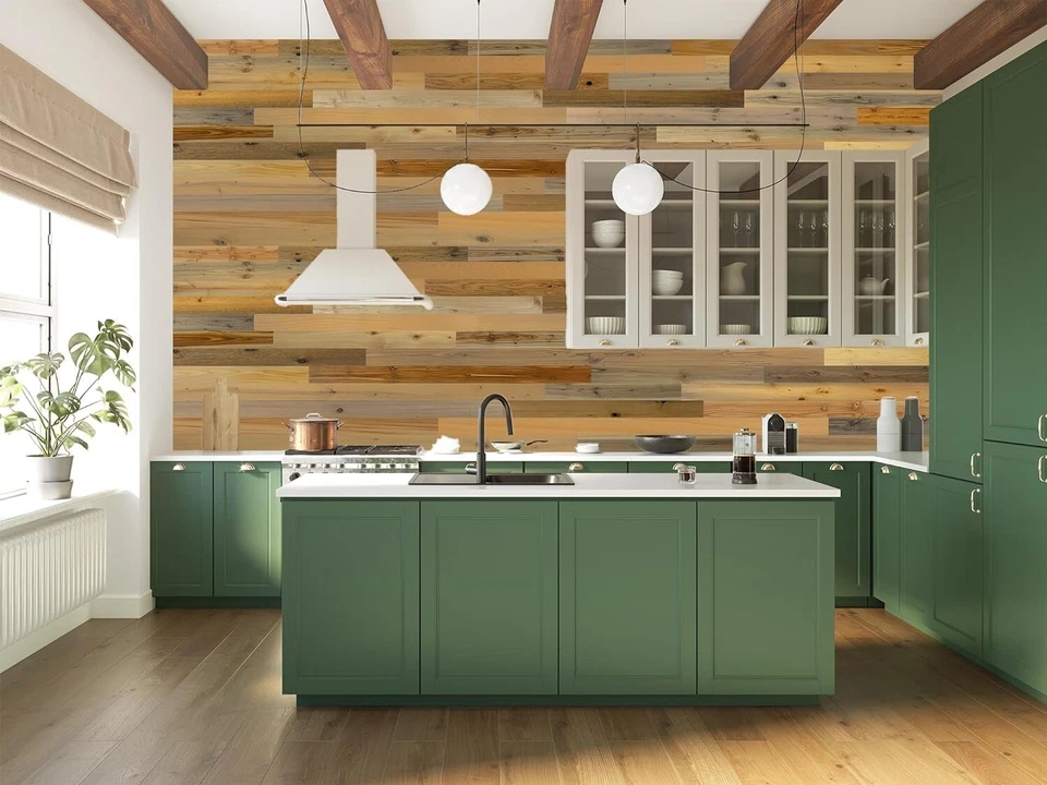 Rustic Reclaimed Wood Panels - 20 Sq. Ft. Peel and Stick Accent Wall Solution - Image 1 of 4