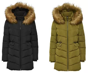ONLY Damen Winterjacke Stepp-Mantel onlSANNA LONG QUILTED COAT olive grün - Picture 1 of 2