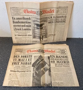 2x Pcs Danish WWII World War 2 Newspaper Lot - 1944 - "Ekstrabladet" Denmark - Imagen 1 de 15