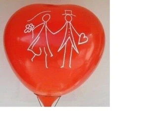Herz in Rot beidseitig bedruckt mit Brautpaar Strichmännchen MH040n-101-21 40cm - Bild 1 von 1