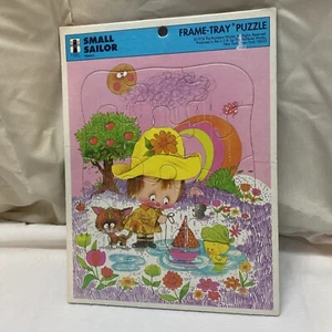 SMALL SAILOR vtg frame tray puzzle 1974 puddle slicker Rainbow Works - Picture 1 of 2