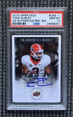 Upper Deck UD AUTHENTICICS SIGNATURES 2015 NOVATO Todd Gurley automático PSA 10 gemas como nuevo Foto 1 de 2