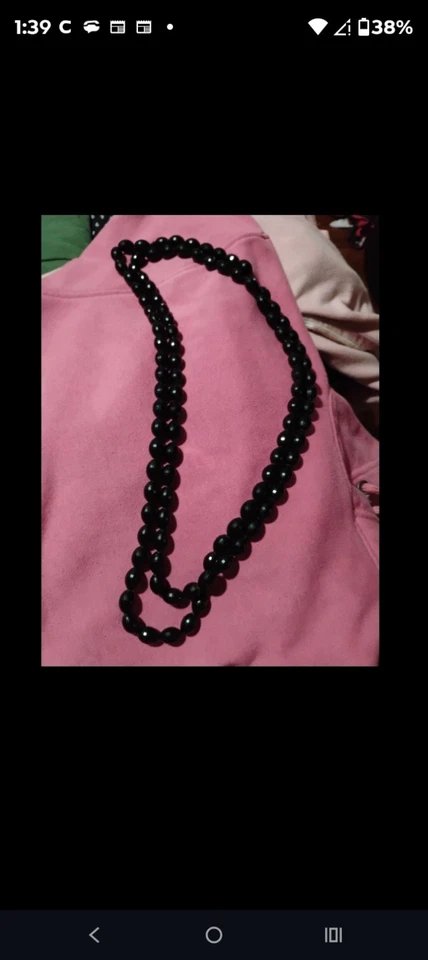 Collar Francés Jet Negro Cuentas 60" Doble Sin Cierre Tamaño Forma Variedad De Colección Foto 1 de 4