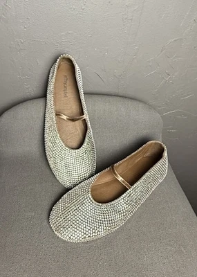 Free People Jeffrey Campbell Moira Ballet Flat, Bejeweled In Tan Sz 8.5 - Image 1 of 4