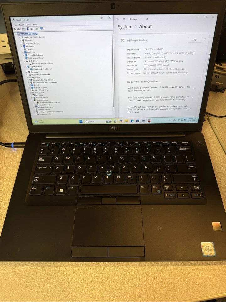 Ultrabook Dell Latitude E7490 i7-8650U 1,9 GHz 16 GB 512 GB SSD Win 11 Foto 1 de 4