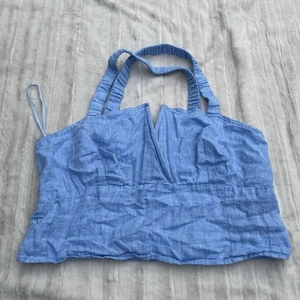 Anthropologie blau Leinen Utility Korsett bauchfreies Oberteil XL Frühling/Sommer - Bild 1 von 9