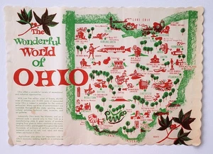 Vintage Wonderful World of Ohio Restaurant Papier Tischset - Wahrzeichen von Ohio - Bild 1 von 1