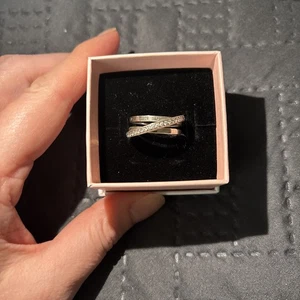 Pandora Crossover Pave Triple Band Ring Size 56 Used - Picture 1 of 3
