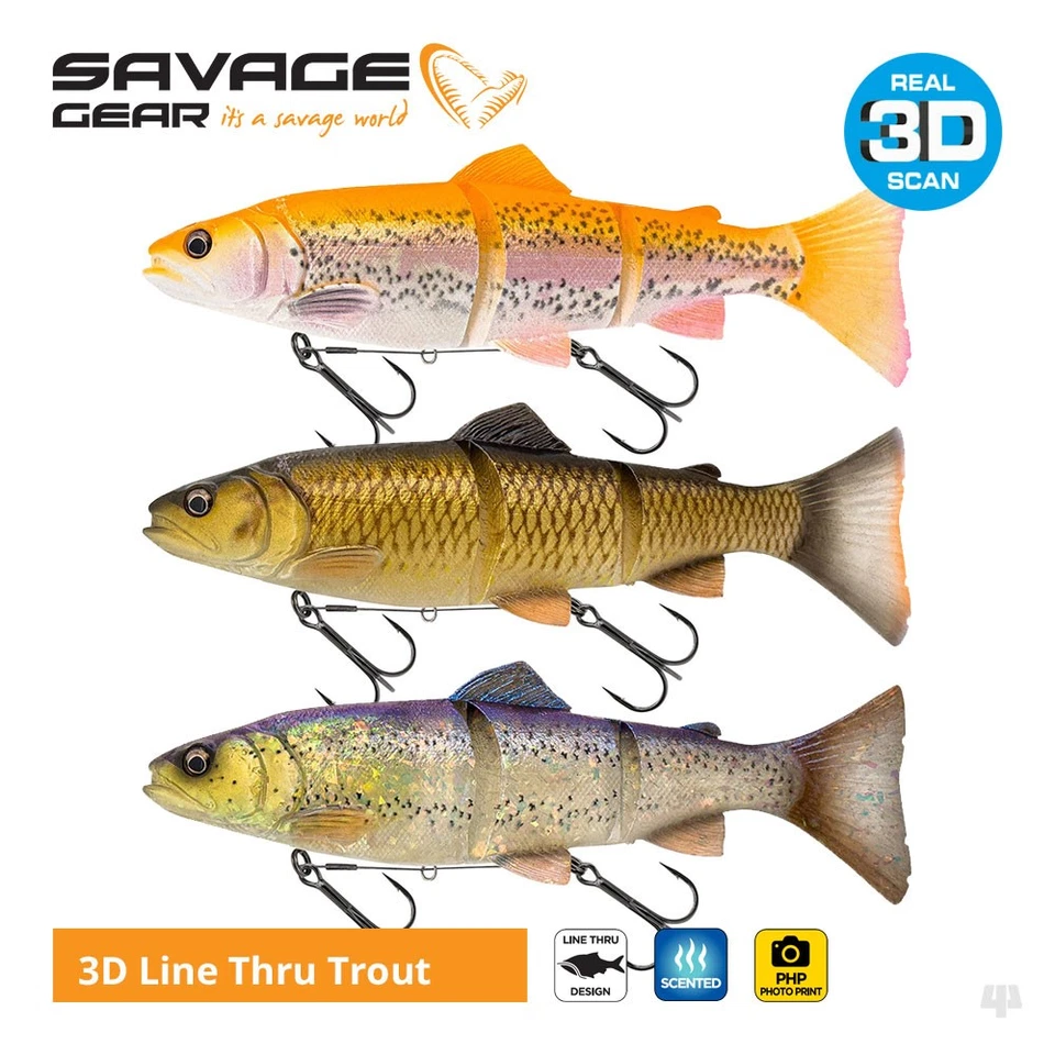 Cebos/señuelos de natación Savage Gear línea 3D a través de truchas - lucio lucioperca pesca salmón Foto 1 de 1