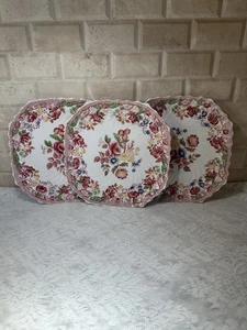 Set of 3 Spode Spode’s Bouquet 9″ Floral Square Luncheon Plates, Made in England - Picture 1 of 19