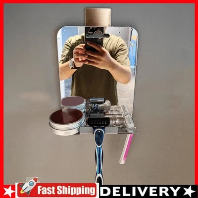 Bathroom Wall Mount Fogless Shower Mirror Frameless with Stainless Steel Hook - Image 1 of 4