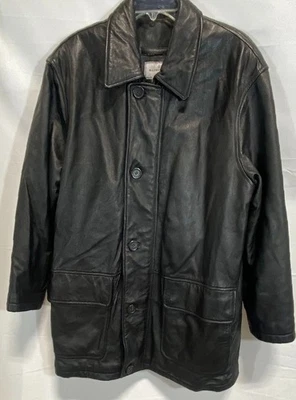 Abrigo de cuero negro Hathaway para hombre M Foto 1 de 4