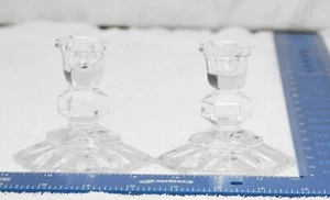 (2) Towle 24% Lead Clear Crystal  Candle stick Holder Vintage Austria 3" tall - Picture 1 of 9