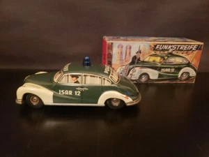 BMW 501 ISAR 12 POLIZEI TIN FRICTION K.D. DRESSLER GERMANY 1960'S POLICE CAR  - Picture 1 of 14