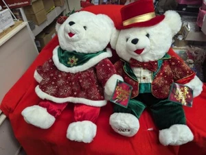 Lotto Natale 2003 Dan Dee fiocco di neve 22" peluche orsacchiotto ragazzo ragazza set vacanze - Foto 1 di 4