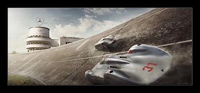 Impresión artística mate Mercedes-Benz Auto Union Streamliner AVUS 1937 edición limitada 150 19x9 Foto 1 de 4