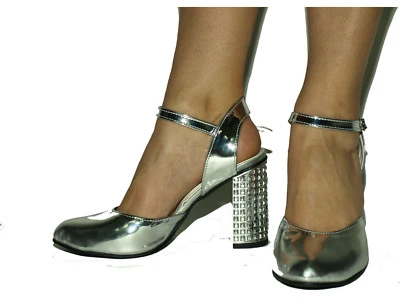 Argent Escarpins Producer Pologne -heels 10cm-grobe 37-47 -fashion STYLE-FS1578 - Photo 1/4