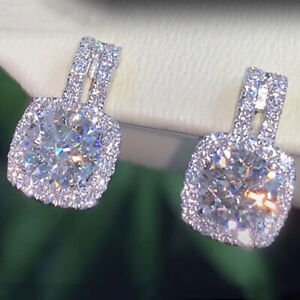 Fashion Silver Color CZ Stud Earrings Women Cubic Zirconia Earrings Jewelry New