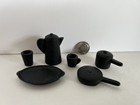 Vintage Doll House Miniature Cookware Pans & Serving Dishes, Black Metal