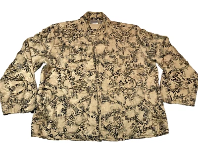 Blazer Chico's Mujer Lino Seda Talla 1 EE. UU. 8 Beige Negro Cuello Simulado Manga 3/4 Foto 1 de 4