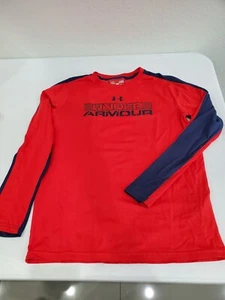 UNDER ARMOUR Coldgear Loose Navy Red Pullover Shirt Youth L - Picture 1 of 8