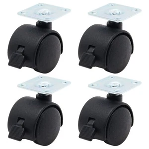 4Pcs 1 inch Caster Wheels Nylon Plastic Furniture Casters Locking Swivel Plat... - Picture 1 of 7