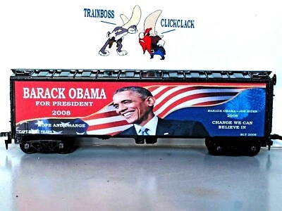 HO SCALE CUSTOM LETTERED BARACK OBAMA 2008 REEFER 🎩🎩🎩🎩ALSO AVAIL IN O SCALE - Image 1 of 4