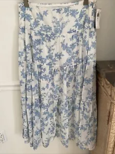 Ralph Lauren Ivory Blue Floral Tiered Skirt Maxi Size 10 Cotton Lined NWT $135 - Picture 1 of 7