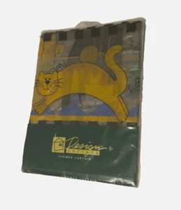 Design Cottage Shower Curtain Cat Vintage New 90s Plastic Bathroom Home Sealed - Picture 1 of 2