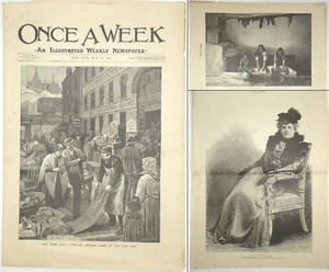1891 Ada Rehan Engraving Once A Week Newspaper NY Laguna Pueblo Grind Corn NM - Picture 1 of 11